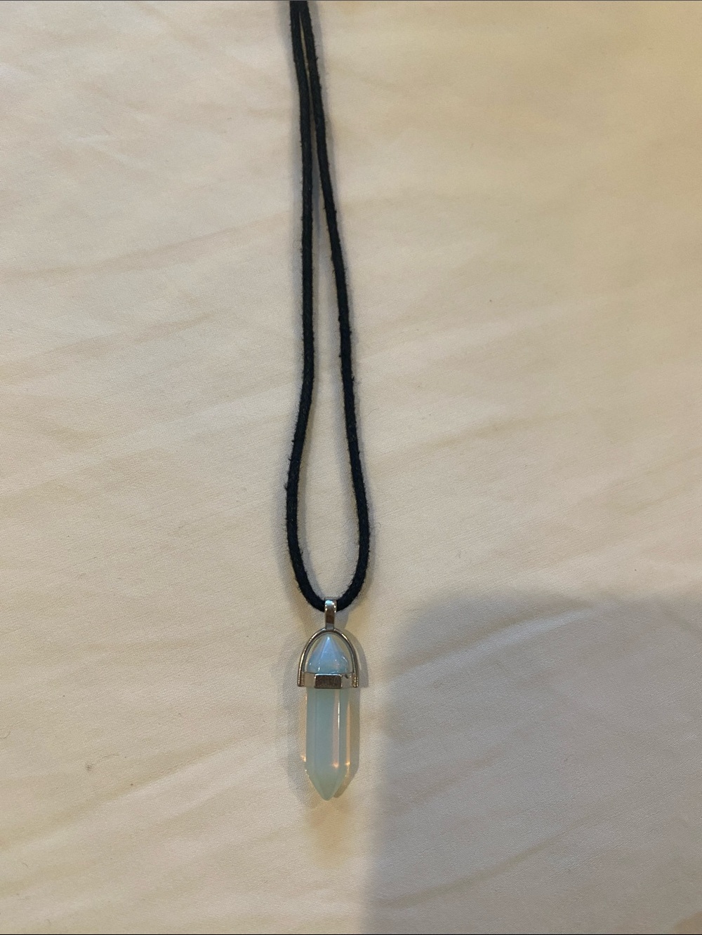 Opalite Point Pendant Necklace in opec white